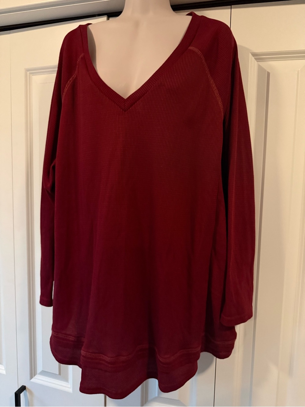 Bloom Chic burgundy waffle weave thermal tunic top shirt 18 20